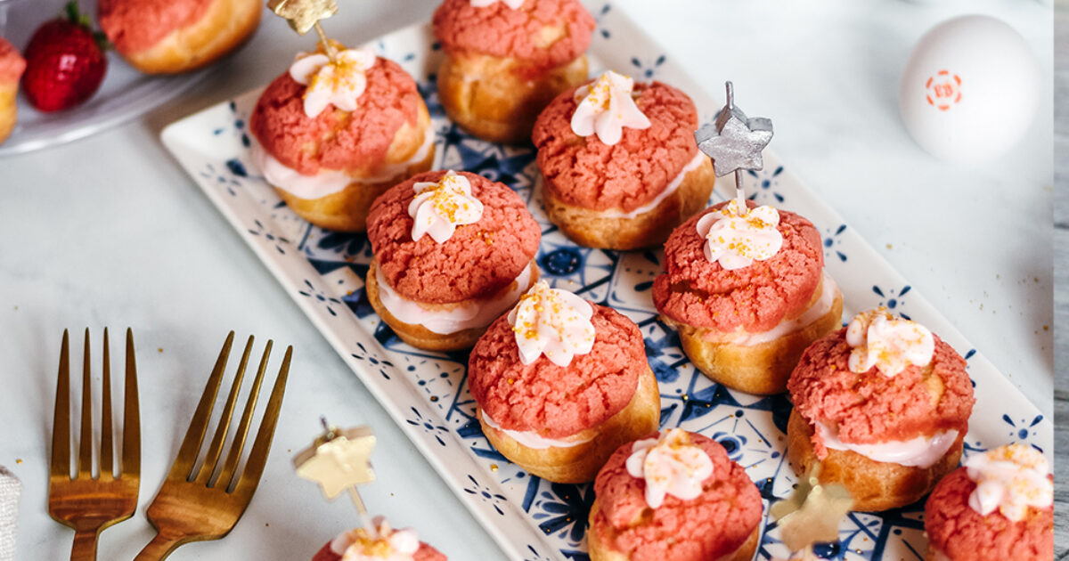 Pink Strawberry Cheesecake Chouquettes Recipe | Eggland's Best