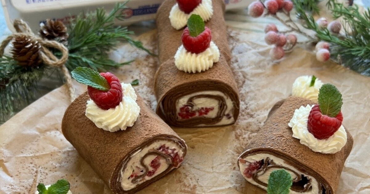Cacao Crepe Roll with Mascarpone Cream and… | Eggland's Best