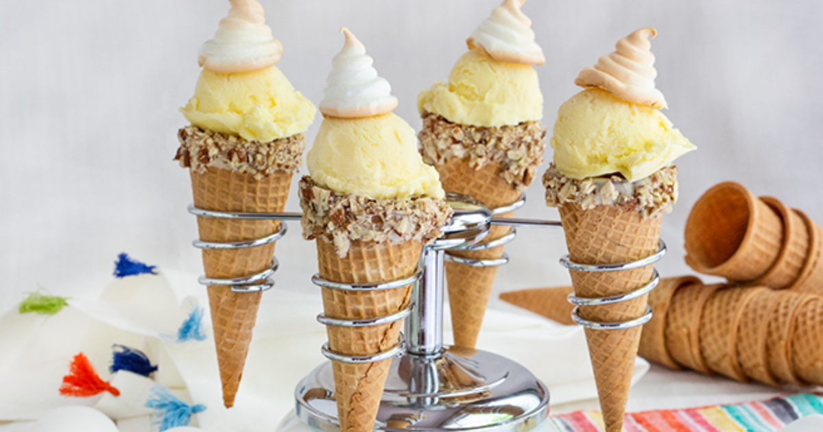 World's Fair Lemon Meringue Ice Cream Cones Recipe | Eggland's Best