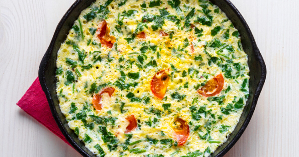 Spinach, Grape Tomato, and Cheddar Frittata Recipe | Eggland's Best