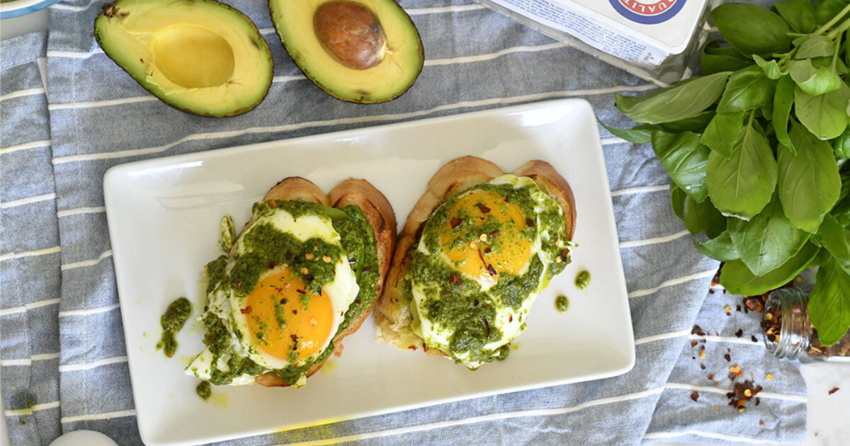 Avocado and Egg Toast with Spinach Pistachio Pesto… | Eggland's Best