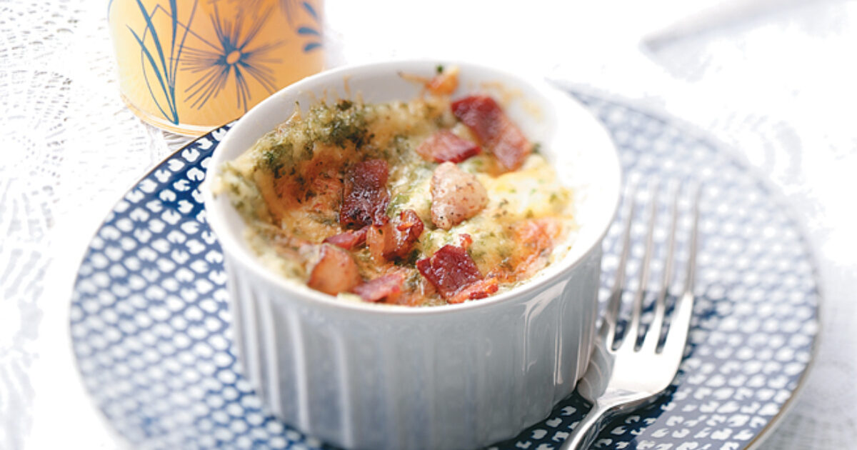 Baked Eggs with Cheddar and Bacon Recipe | Eggland's Best