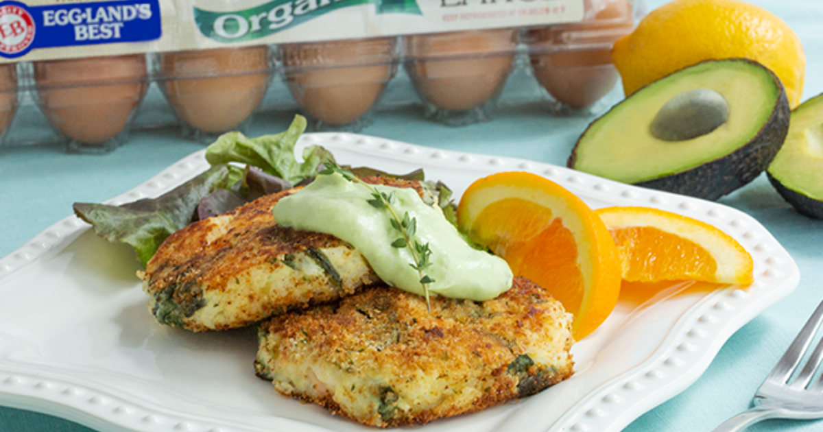 Bistro Shrimp &amp; Rice Cake with Avocado Crema Recipe | Eggland's Best