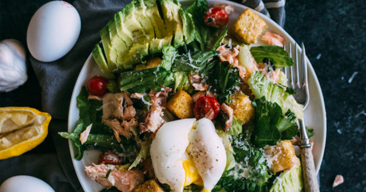 BLT Salmon Caesar Salad Recipe | Eggland's Best