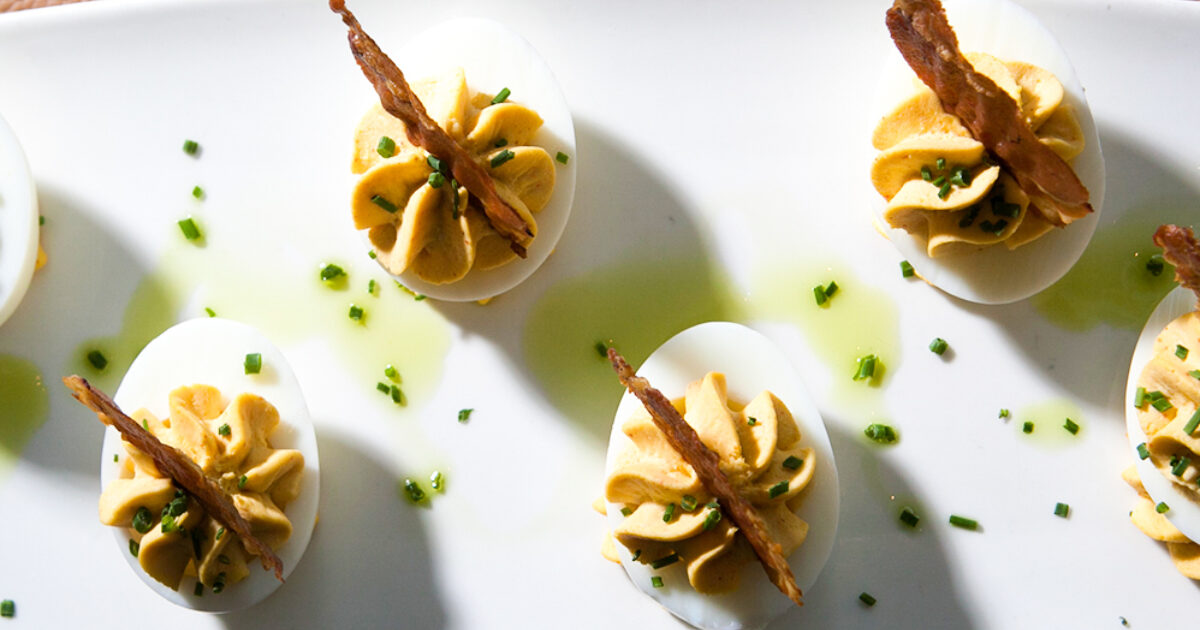 Balsamic Deviled Eggs with Pancetta Eggland's Best