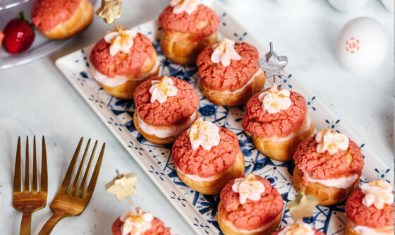 Pink Strawberry Cheesecake Chouquettes