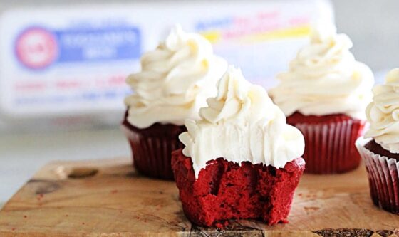 Gluten-Free Red Velvet Cupcakes with Vanilla Icing