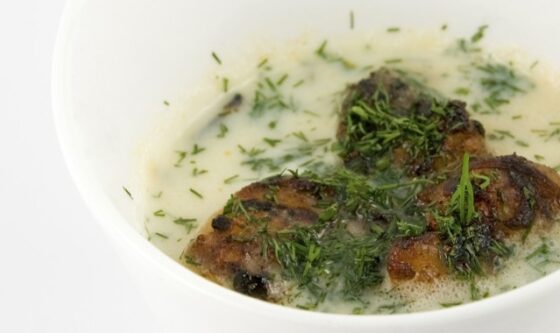 Grilled Shrimp & Asparagus Avgolemono