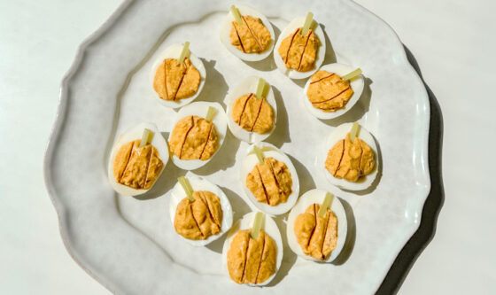 Easy "Pumpkin" Deviled Eggs