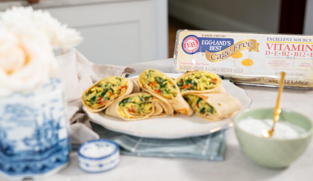 Photo of Veggie-Loaded Egg Wraps with Herbed Yogurt Sauce