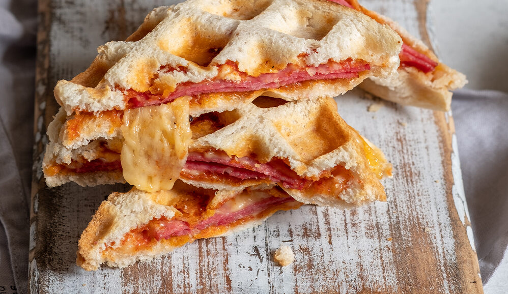 Photo of Pizza Waffle Egg Sandwiches