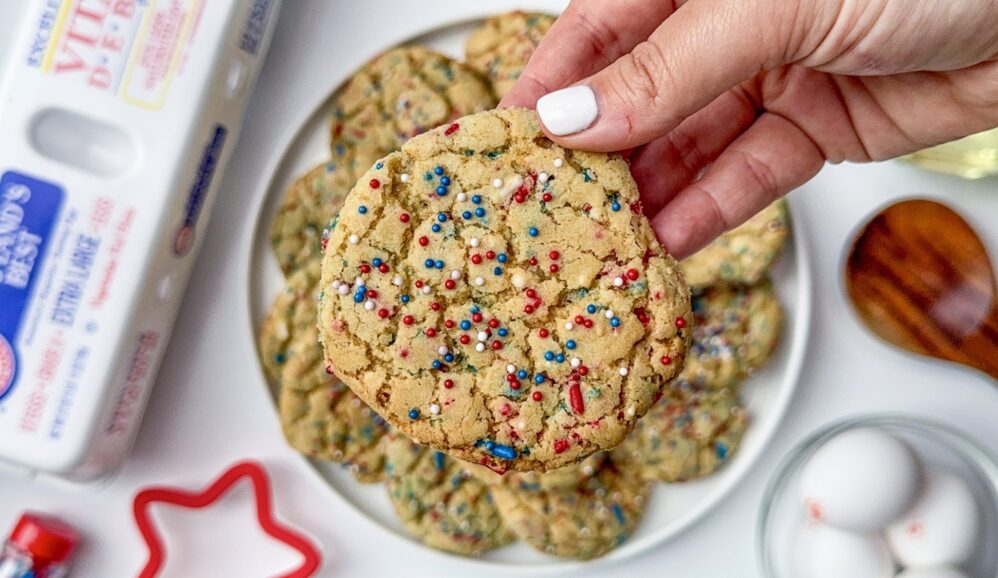 Photo of Red, White, and Blue Cake Mix Cookies