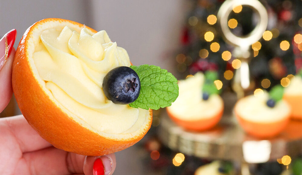 Photo of Orange Curd Dessert Served in Fresh Orange Shells