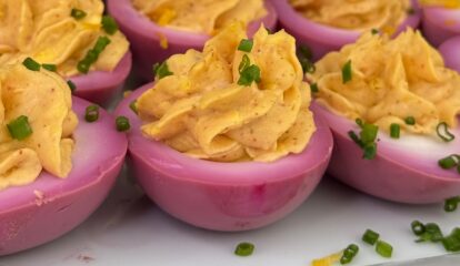 Perfectly Pink Deviled Eggs