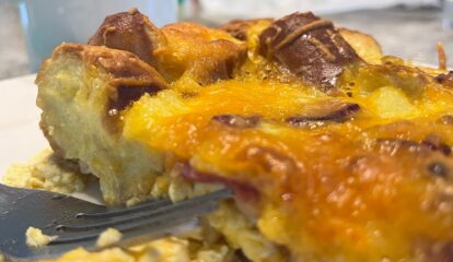 Philly Pretzel Bacon Egg and Cheese Strata