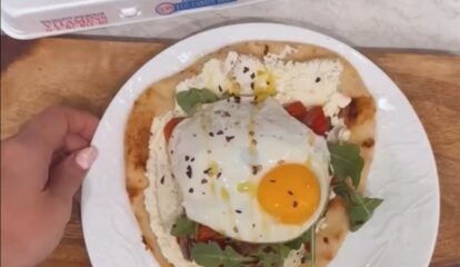 Mediterranean Egg & Veggie Breakfast Flatbread