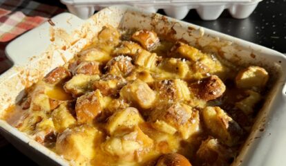 Maple Dijon Pretzel Bread Pudding