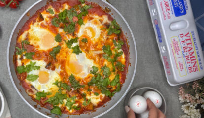 High‑Protein Eggplant Parmesan Skillet with Baked Eggs