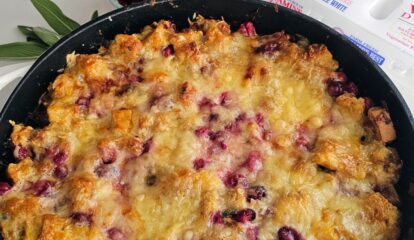 Savory Sausage, Apple & Cranberry Bread Pudding