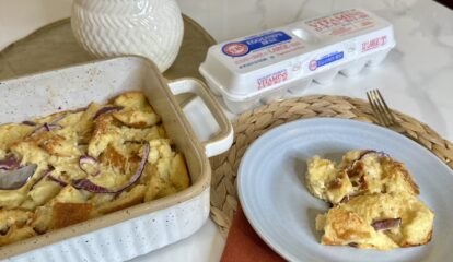 Savory Sourdough & Caramelized Red Onion Bread Pudding