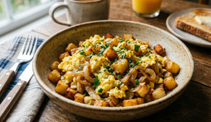 Scrambled Eggs with Potatoes and Onions