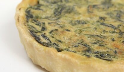 Spinach Quiche with Turkey Bacon & Goat Cheese