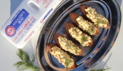 Curried egg salad crostini