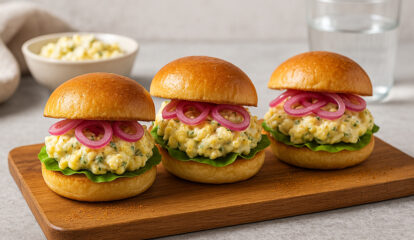 Zesty Deviled Egg Salad Sliders with Pickled Shallots