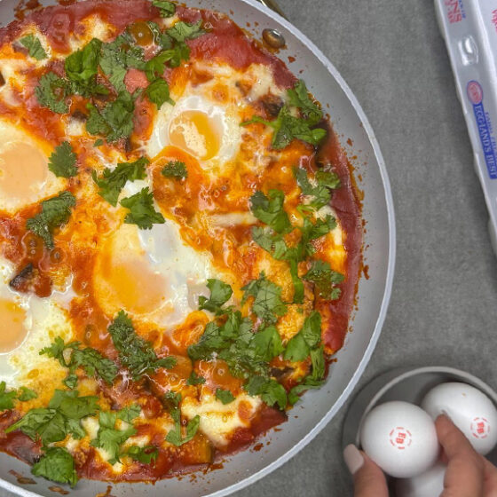 Photo of High‑Protein Eggplant Parmesan Skillet with Baked Eggs