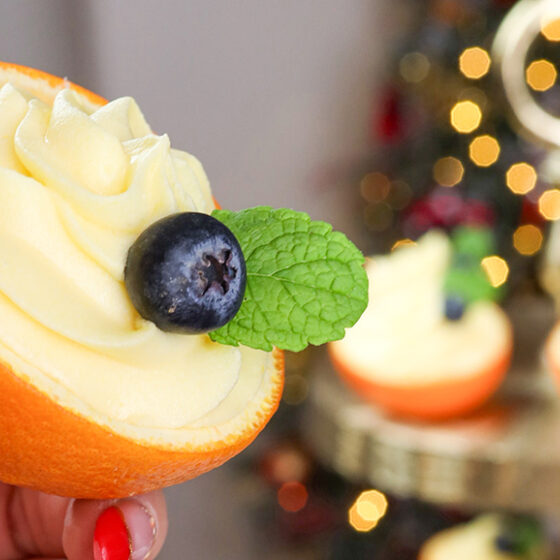 Photo of Orange Curd Dessert Served in Fresh Orange Shells